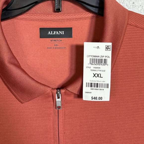 Alfani Men's Ottoman Zip Polo, Terracotta Glaze, 2XL $40 - Picture 5 of 6